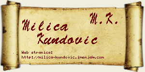 Milica Kundović vizit kartica